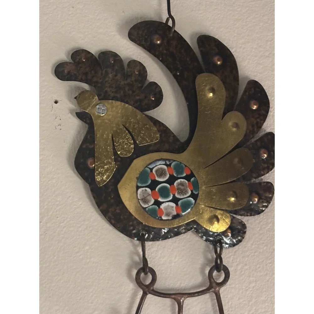 Cesar Vasquez Chile Copper Brass & Enamel Rooster handcrafted Wall Hanging